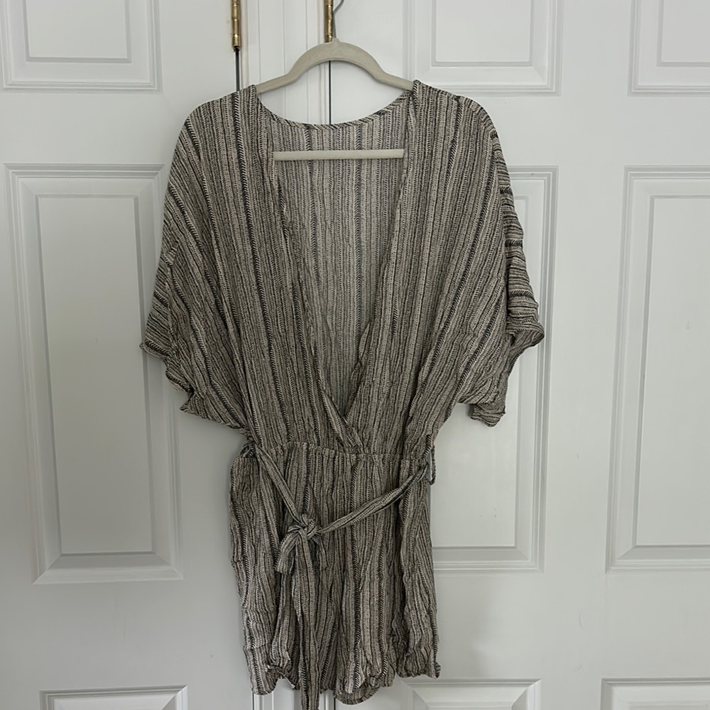Source Unknown Black and White Striped Jumpsuit